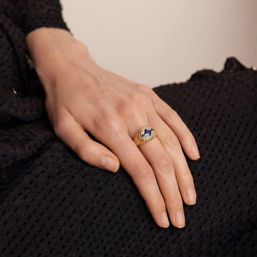 Bague 55 Bague Saphir, Diamants 58 Facettes