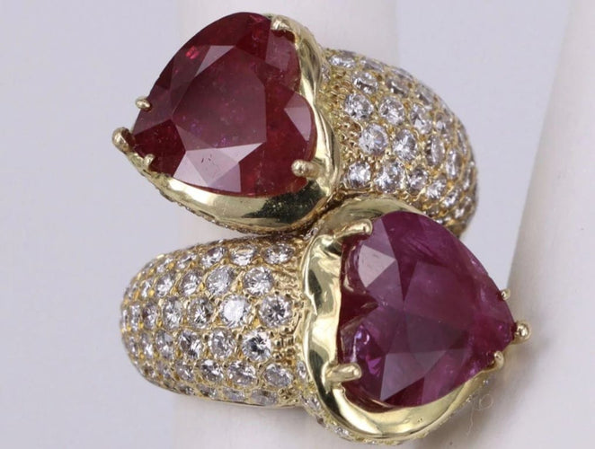 Bague Bague Toi et moi coeur rubis et diamant 58 Facettes BA-1469