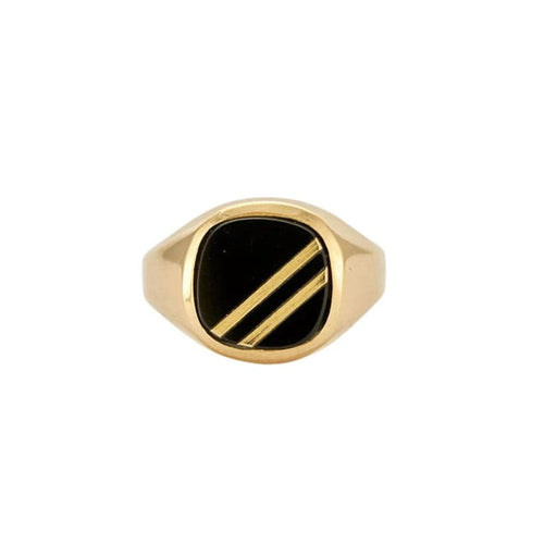 Bague 46 Bague Or jaune Onyx 58 Facettes