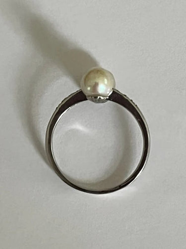 Bague 57 Bague Platine Perles Diamants 58 Facettes 5557