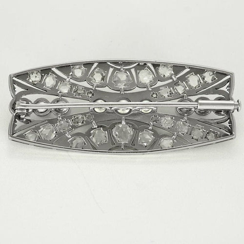 Broche Broche Art Déco géométrique pavée en or gris et diamants 58 Facettes LJ25-354
