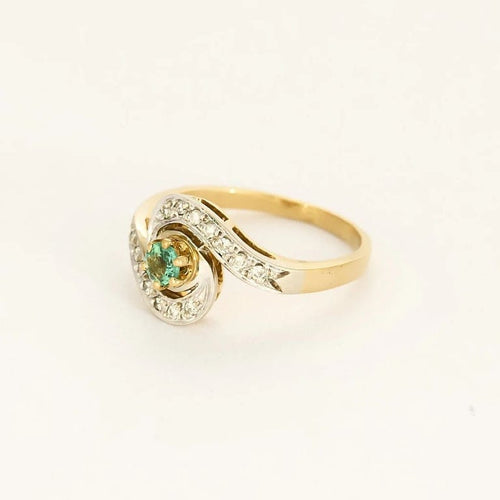 Bague 56.5 Bague en or jaune, gris, topaze et diamants 58 Facettes ROD3526