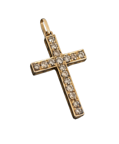 Pendentif Pendentif croix - or et argent, diamants taille rose 0,85 ct 58 Facettes