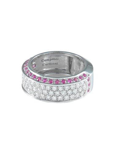 Bague 52.5 Bague pavée en or blanc et diamants, saphirs roses 58 Facettes 425 50003