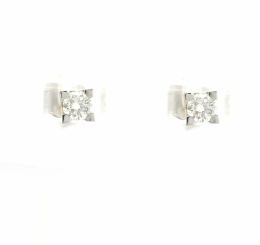 Boucles d'oreilles Boucles d’oreilles puces - Diamants 0,30 ct en or blanc 18 kt 58 Facettes 9361
