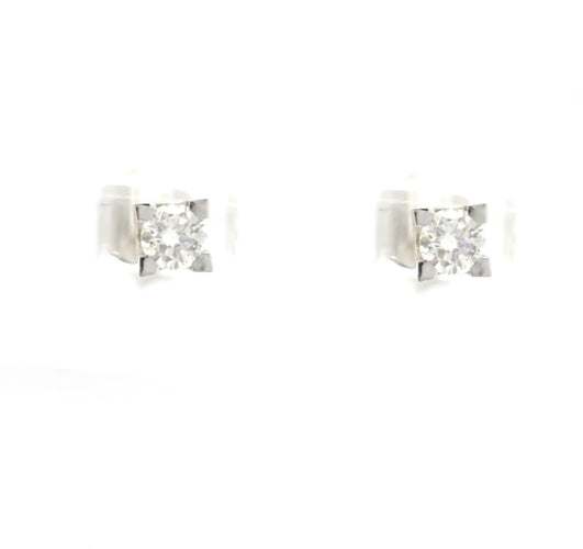 Boucles d'oreilles Boucles d’oreilles puces en or blanc 18 kt avec diamants 0,41 ct 58 Facettes 10150