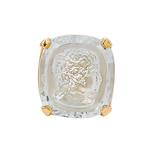 Bague 47 Bague intaille sur aigue-marine en or jaune 750 58 Facettes 34898