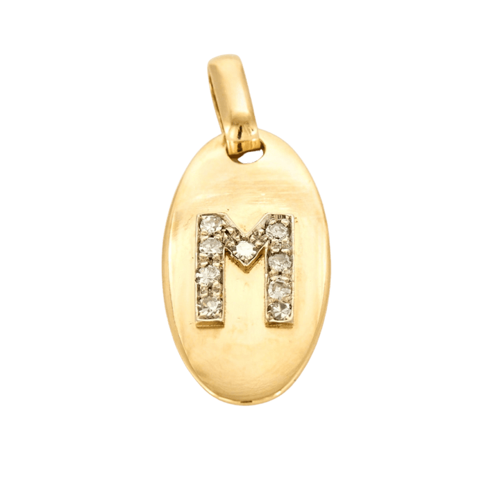 Pendentif 3.9 x 1.9 Pendentif "M" ovale or jaune 18K et diamants 58 Facettes DV0710-2-3-4