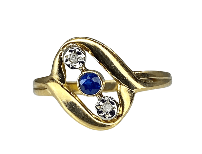 Bague 53 Bague en or jaune saphir et diamants 58 Facettes AB312