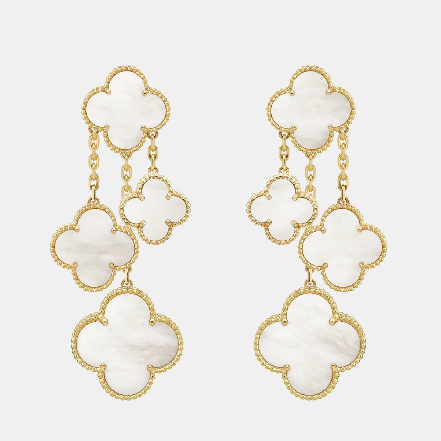 Boucles d'oreilles Magic Alhambra Or jaune Perle 4 motifs