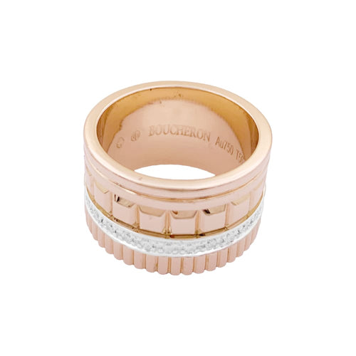 Bague 56 Boucheron Quatre Radiant Édition - Bague en or rose et blanc et diamants 58 Facettes 35015