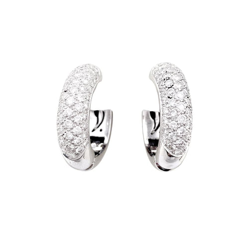 Boucles d'oreilles Boucles d’oreilles créoles en or blanc 750 pavées de diamants 58 Facettes 34514