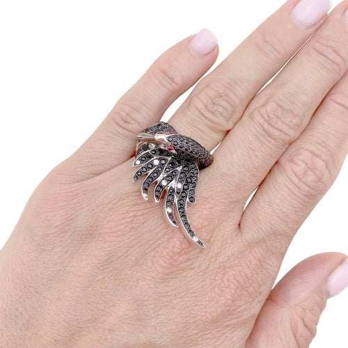 Bague 51 Boucheron Animaux de Collection - Bague Cypris, le Cygne en or blanc, saphirs, diamants 58 Facettes 34866
