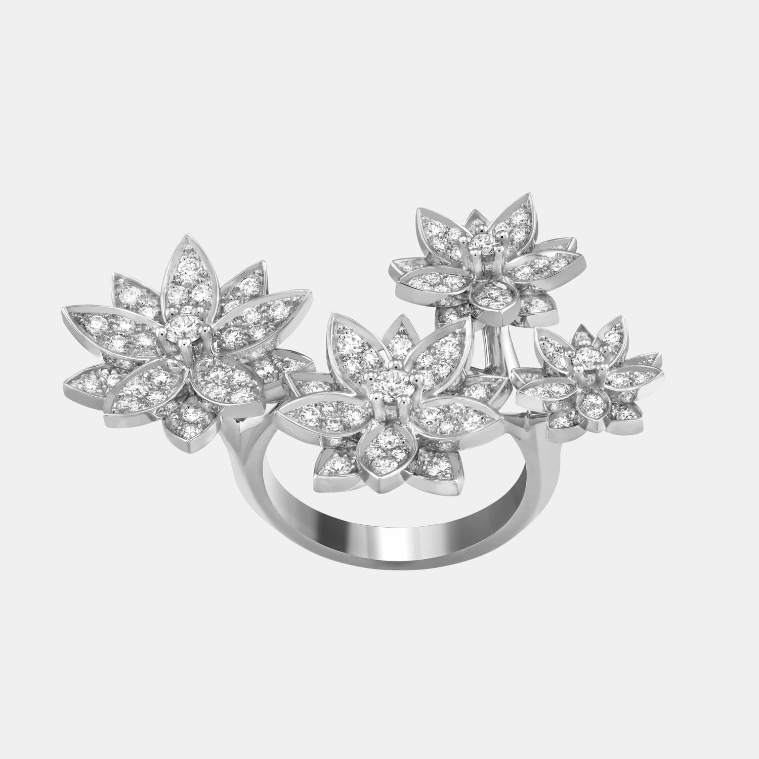 Bague Lotus Or blanc Diamant 1.18ct