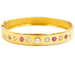 Bracelet Gold bangle bracelet with diamonds, rubies and pearl 58 Facettes
