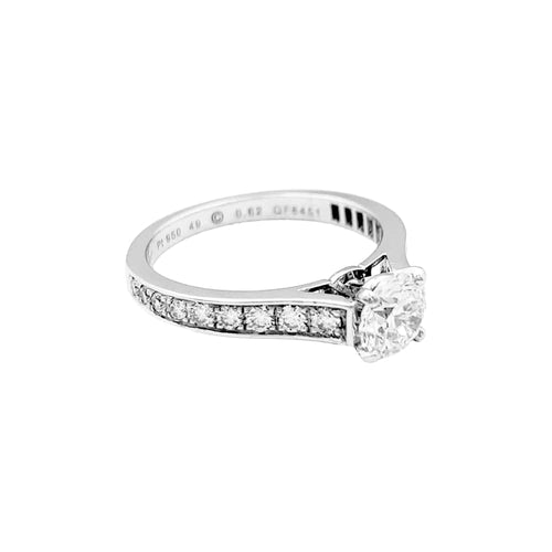 Bague 49 Cartier Solitaire 1895 - Bague en platine et diamants 58 Facettes 35140