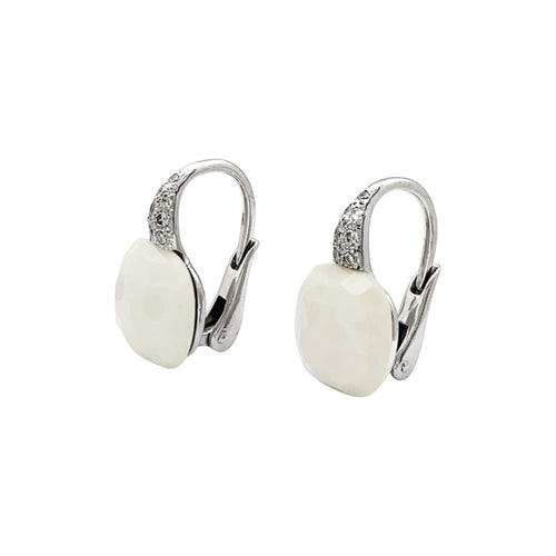 Boucles d'oreilles Pomellato Capri - Boucles d’oreilles en or blanc avec opale et diamants 58 Facettes 35332