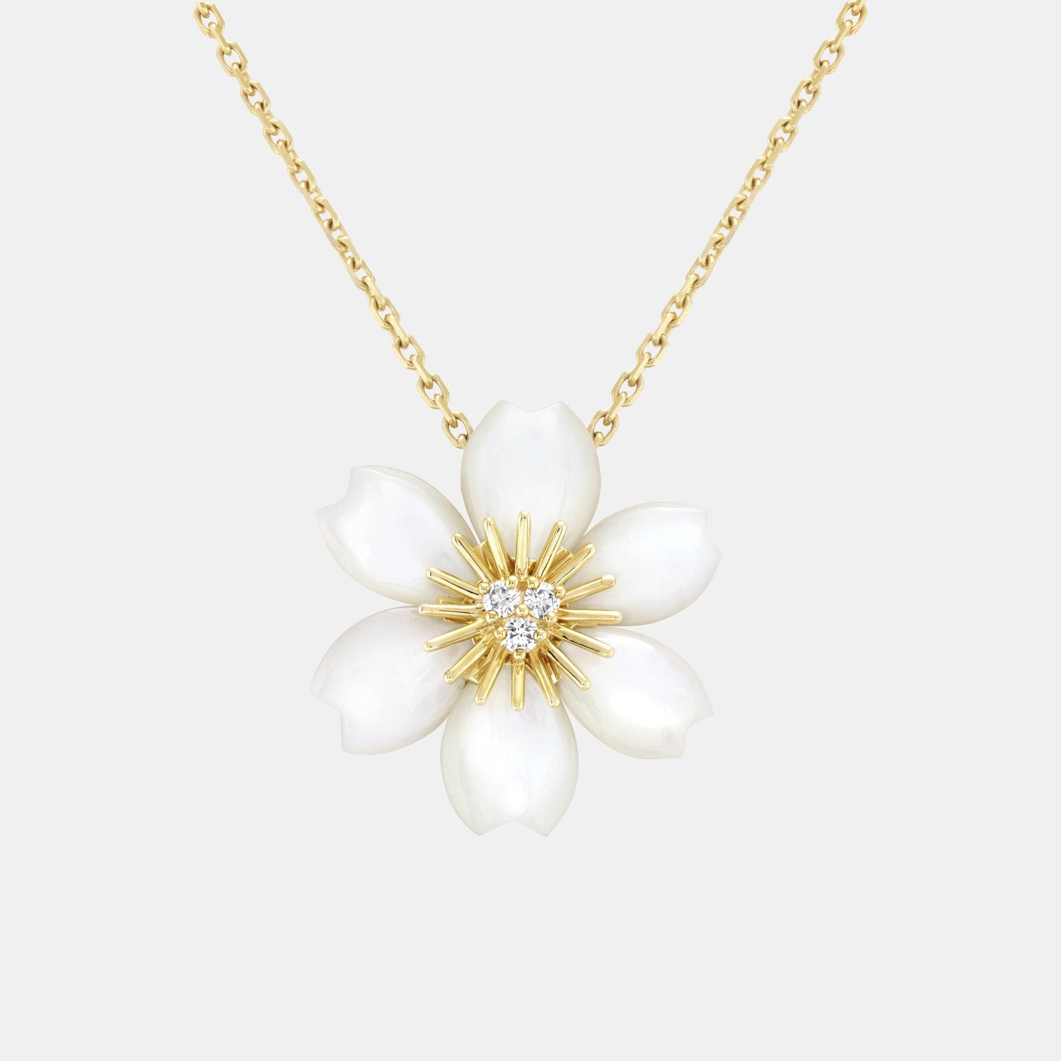 Pendentif Rose de Noël Or jaune Diamant 0.11ct