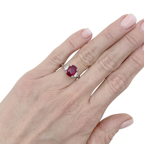 Bague 50 Mellerio - Bague en platine 950 rubis et diamants 58 Facettes 35180