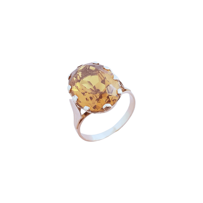 Bague 56.5 Bague Citrine Ambrée en solitaire Or Jaune 58 Facettes AA 1681