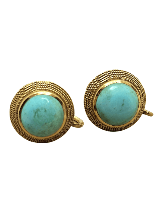 Boucles d'oreilles Boucles d'oreilles vintage turquoise et or jaune 58 Facettes