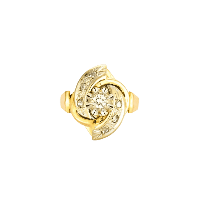 Bague 47.5 Bague tourbillon marquise or jaune diamants 58 Facettes