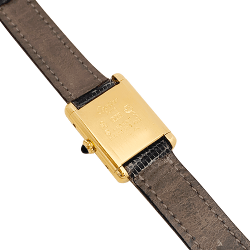 Montre Cartier Tank Must - Montre en argent 925 plaqué or, cadran laqué noir 58 Facettes 34323