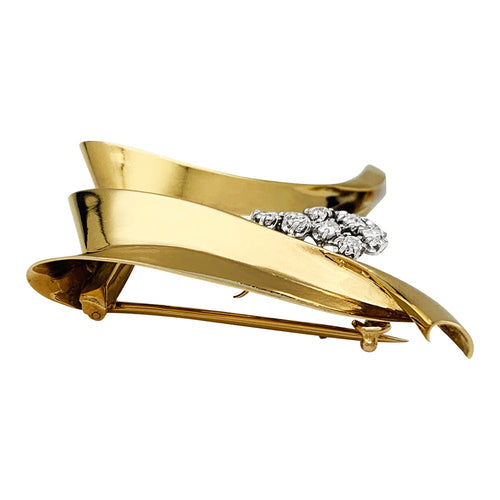 Broche Fontana - Broche en or jaune 750/000 et platine 950/000 avec diamants 58 Facettes 30245