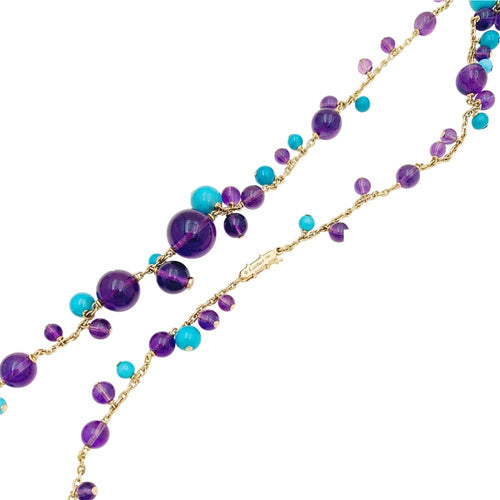 Collier Sautoir Cartier, "Délices de Goa", or rose, améthystes, turquoises et diamants. 58 Facettes 35058
