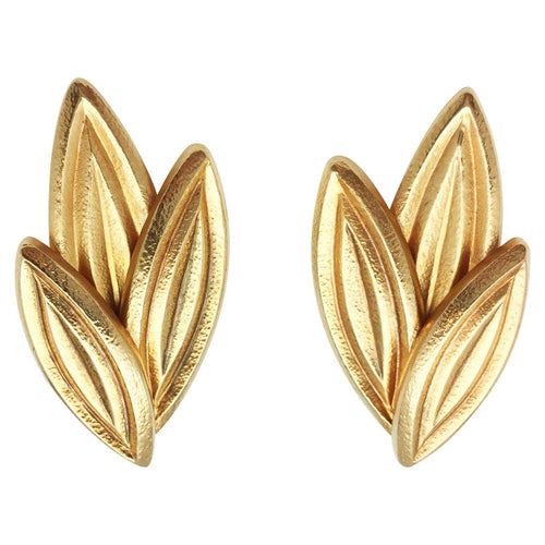 Boucles d'oreilles Lalaounis - Boucles d’oreilles motif feuillage en or jaune 22k 58 Facettes 27271