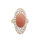 Bague 56 Bague navette en or jaune 18K, corail peau d’ange et diamants 58 Facettes 33265
