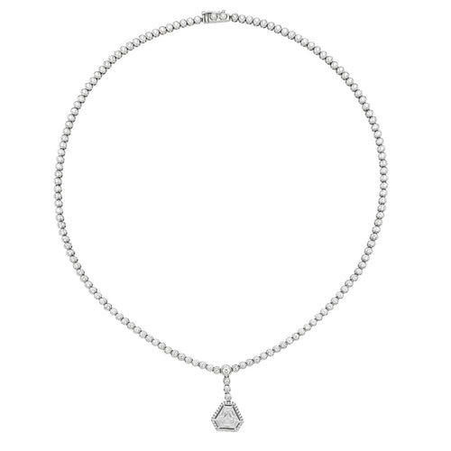 Collier Collier cravate rivière en or blanc 750 serti de diamants 58 Facettes 25379