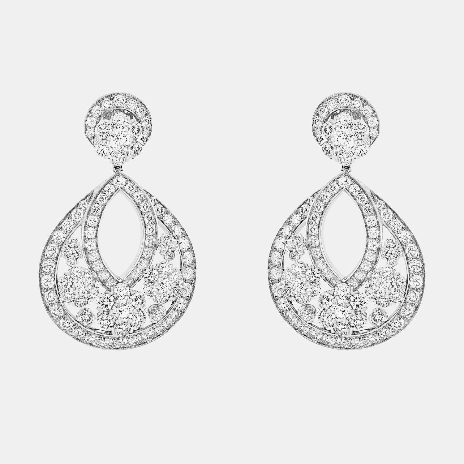 Boucles d'oreilles Snowflake Platine Diamant 13.73ct