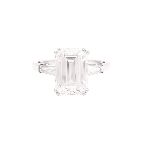 Bague 55 Van Cleef & Arpels - Bague solitaire en platine avec diamant taille émeraude 4,01 ct 58 Facettes 34698