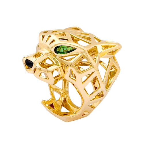 Bague 53 Cartier Panthère de Cartier - Bague en or jaune 750, tsavorites et onyx 58 Facettes 34839