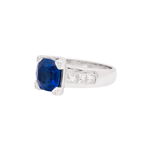 Bague 53 Bague en or blanc 750 sertie d’un saphir et diamants 58 Facettes 34263
