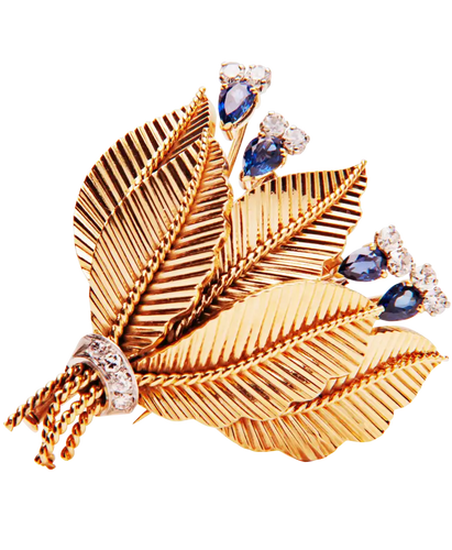 Broche Bouquet saphirs et diamants - Broche en or jaune et blanc 58 Facettes BO220296/BOUQUETSAPHIRSETDIAMANTS