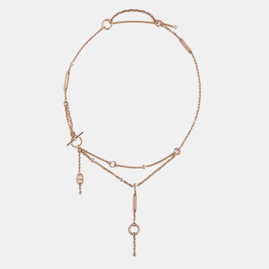 Collier Chaîne d'Ancre Or rose Diamant 0.83 ct