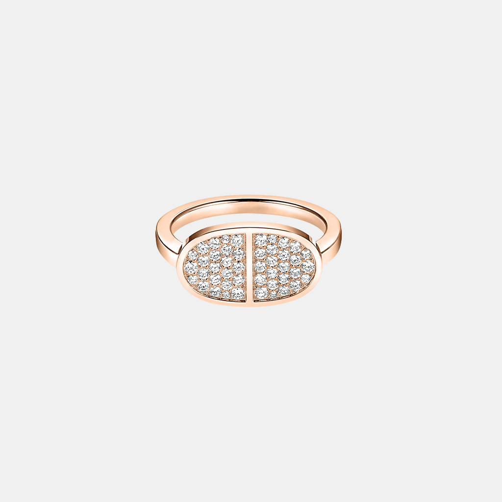 Bague Chaîne d'Ancre Moyen modèle Or rose Diamant 0.38 ct