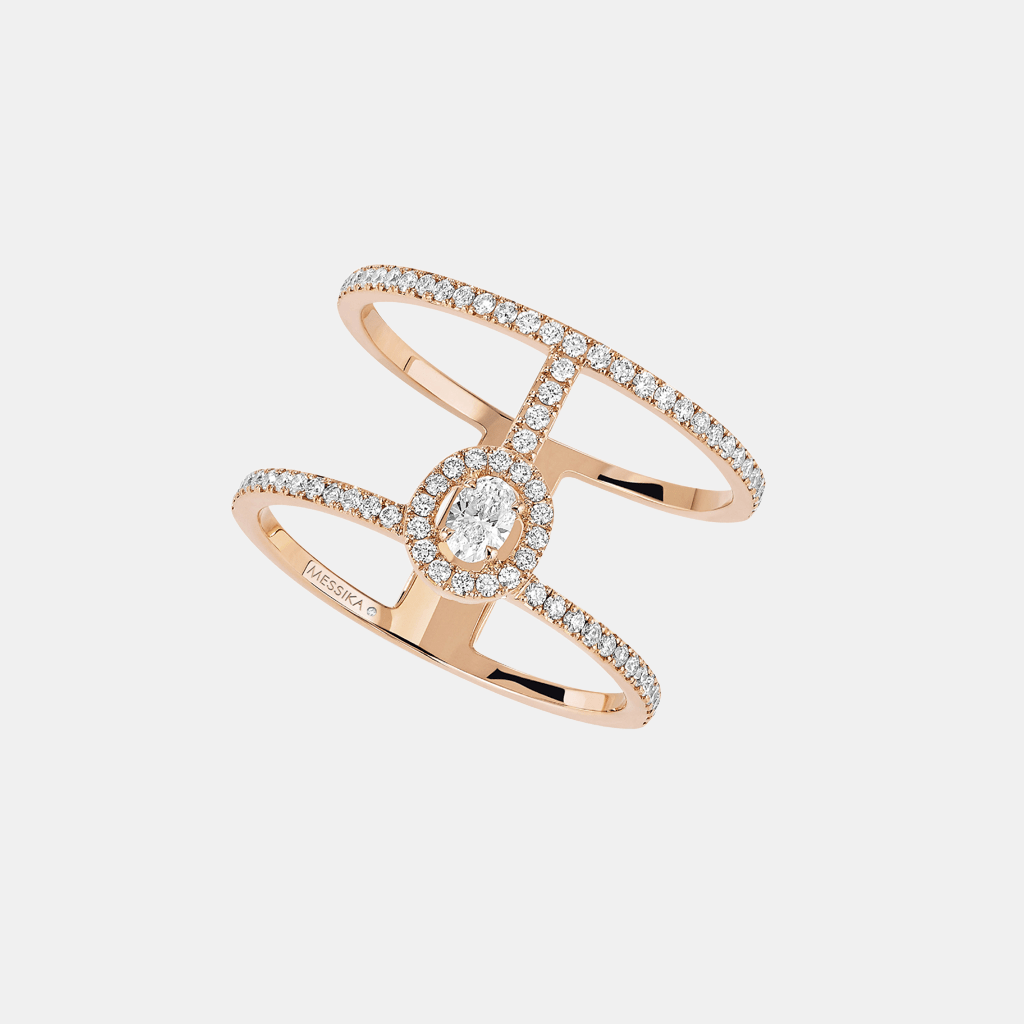 Bague Glam'Azone 2 Rangs Pavé Or rose Diamant 0.1ct