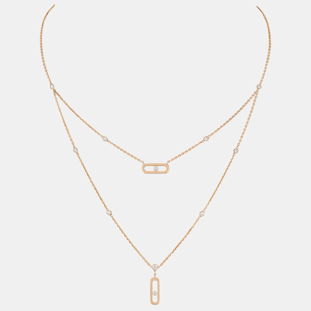 Collier Move Uno 2 Rangs Or rose Diamant 0.2ct