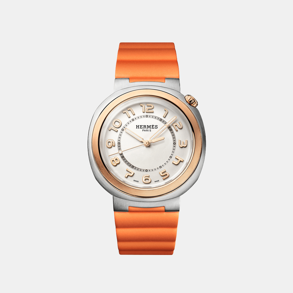 Montre Hermès cut Grand modèle, 36 mm Mécanique Acier et Or rose  