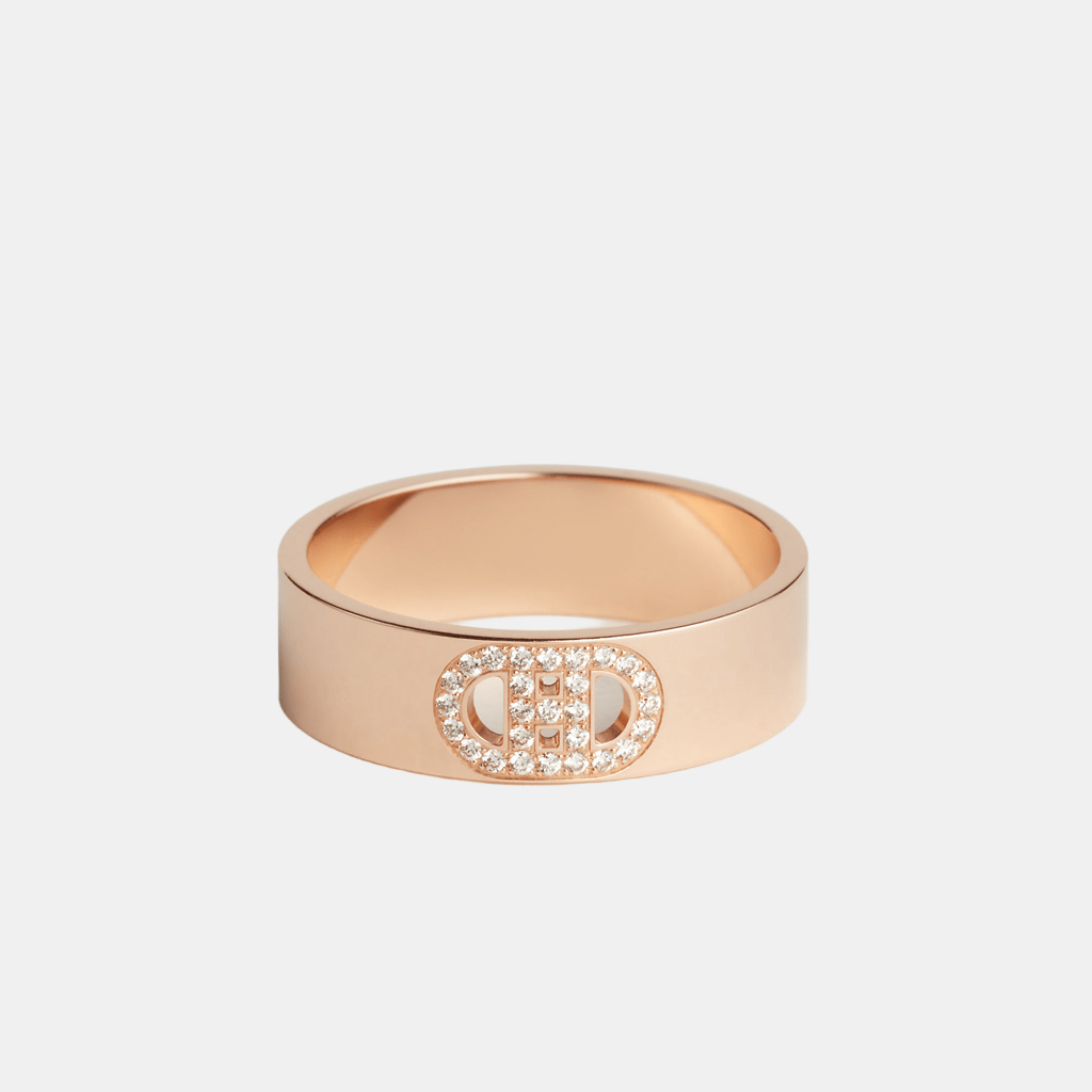 Bague H d'Ancre Petit modèle Or rose Diamant 0.07 ct