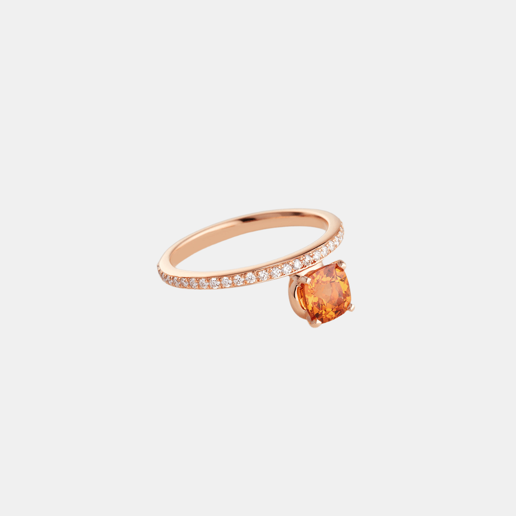 Bague Grand Jeté Moyen modèle, Grenat spessartite 1,25 ct Or rose Diamant 0.23 ct