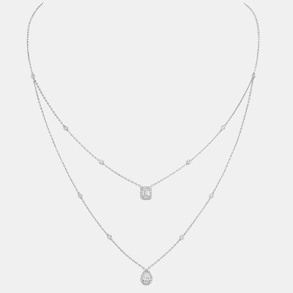 Collier My Twin 2 Rangs Or blanc Diamant