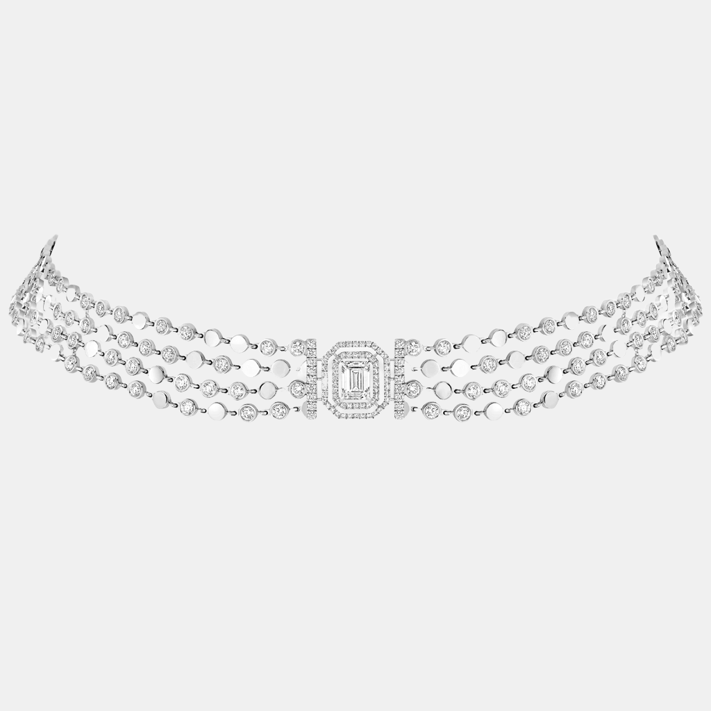 Collier D-Vibes Multi Rangs Or blanc Diamant 0.8ct