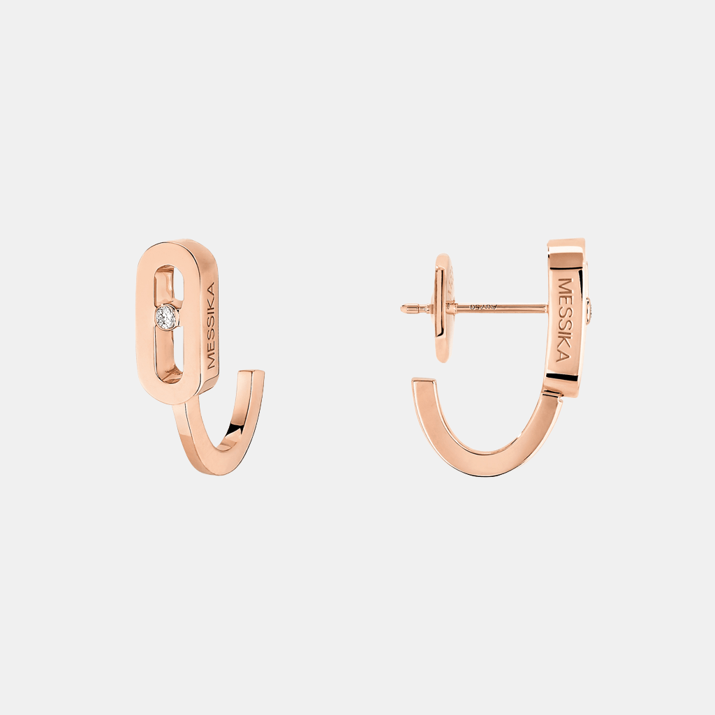 Boucles d'oreilles Move Uno Mini Or rose Diamant 0.015ct