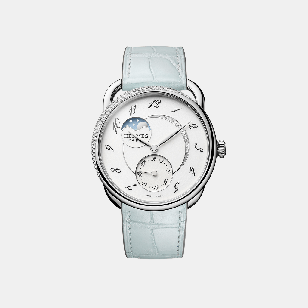 Montre Arceau Petite Lune, Grand modèle, 38 mm Mécanique Acier Diamant 0.66 ct
