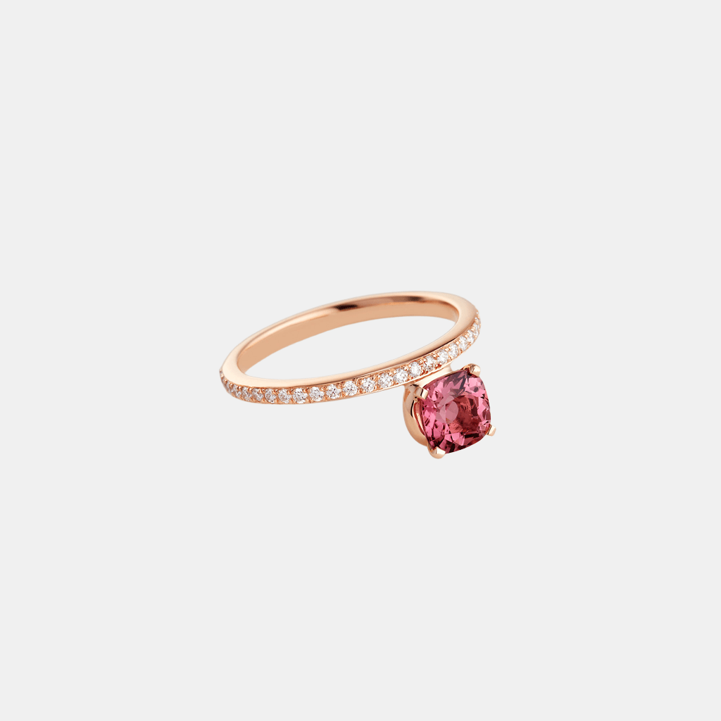Bague Grand Jeté Moyen modèle, Tourmaline rose 1 ct Or rose Diamant 0.23 ct