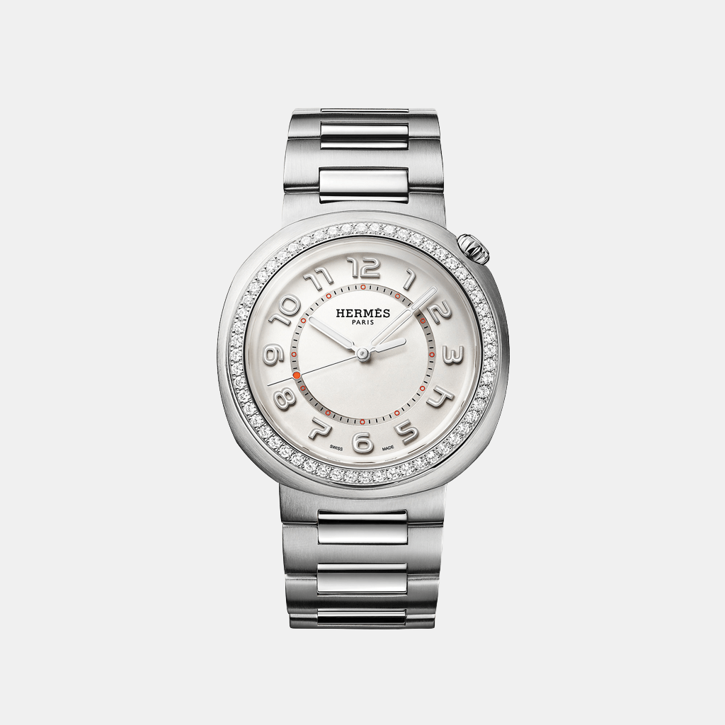 Montre Hermès cut Grand modèle, 36 mm Mécanique Acier Diamant 0.92 ct
